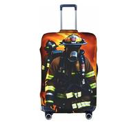 KLJnmbb Funda para maleta con estampado de llamas de bombero, elástica, lavable, antiarañazos, a prueba de polvo, elegante, White, XL