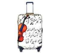 KLJnmbb Funda para maleta con estampado de partituras de violín, elástica, lavable, antiarañazos, a prueba de polvo, elegante, White, L
