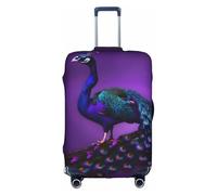KLJnmbb Funda para maleta con estampado de pavo real morado, elástica, lavable, antiarañazos, a prueba de polvo, elegante, White, L