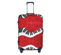 KLJnmbb Funda para maleta con estampado de piano y notas musicales, elástica, lavable, antiarañazos, a prueba de polvo, elegante, White, XL