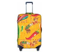 KLJnmbb Funda para maleta con estampado de sombrero de cactus y chile, elástica, lavable, antiarañazos, a prueba de polvo, elegante, White, XL