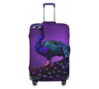 KLJnmbb Funda protectora universal para maleta, elástica, lavable, con estampado de pavo real, color morado, Black, M