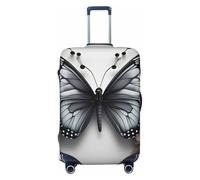 KLJnmbb Funda universal para maleta, color gris y verde azulado, con estampado de flores y mariposas, protector de equipaje, elástica, lavable, Black, XL