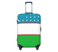 KLJnmbb Funda universal para maleta, con estampado de bandera de la República de Uzbekistán, protector de equipaje, elástica, lavable, funda para equipaje de viaje, Black, L
