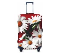 KLJnmbb Funda universal para maleta, con estampado de flores rojas y margaritas blancas, protector de equipaje, elástica, lavable, funda para equipaje de viaje, Black, XL