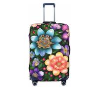 KLJnmbb Funda universal para maleta, con estampado de flores y diamantes, protector de equipaje, elástica, lavable, funda para equipaje de viaje, Black, XL