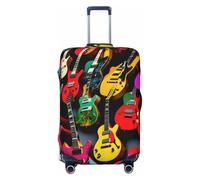 KLJnmbb Funda universal para maleta, con estampado de guitarra colorida, protector de equipaje, elástica, lavable, funda para equipaje de viaje, Black, L