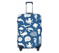 KLJnmbb Funda universal para maleta, con estampado de vida marina subacuática, protector de equipaje, elástica, lavable, funda para equipaje de viaje, Black, M