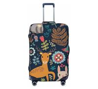KLJnmbb Funda universal para maleta, diseño de búho, conejo, pájaro, zorro, protector de equipaje, elástica, lavable, funda para equipaje de, Black, L
