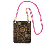 KLJnmbb Gears Clock Bronze Century Print - Bolso cruzado para teléfono móvil para mujer y hombre, para accesorios de viaje, fucusia, Talla única