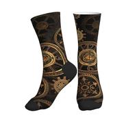 KLJnmbb Gears Clock - Calcetines unisex con estampado de siglo de bronce, transpirables, atléticos, para correr, gimnasio, entrenamiento, actividades deportivas, 2 Negro-2, Altoa única
