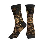 KLJnmbb Gears Clock - Calcetines unisex con estampado de siglo de bronce, transpirables, atléticos, para correr, gimnasio, entrenamiento, actividades deportivas, 3 Negro, Altoa única