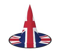 KLJnmbb Gorro de bruja unisex con estampado de bandera del Reino Unido, para adultos y adolescentes, para fiestas, carnavales, disfraces