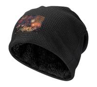 KLJnmbb Gorro de punto gofre con estampado de fuegos artificiales para hombres y mujeres, gorro cálido de invierno para actividades al aire libre, Negro, Talla única
