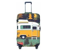 KLJnmbb Happy Bus Camper - Maleta elástica universal con estampado de autobús, funda protectora de equipaje para vacaciones y viajes, Black, L, Equipaje de mano