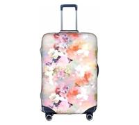 KLJnmbb Hermosa funda para maleta con estampado de flores rosas, elástica, lavable, antiarañazos, a prueba de polvo, elegante, White, L