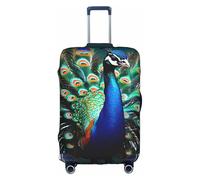 KLJnmbb Hermosa funda para maleta con estampado de pavo real, elástica, lavable, antiarañazos, a prueba de polvo, elegante, White, S