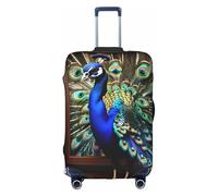 KLJnmbb Hermosa funda para maleta con impresión de pavo real, elástica, lavable, antiarañazos, a prueba de polvo, elegante, White, L