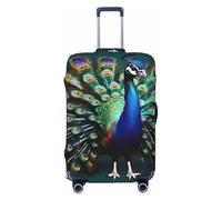 KLJnmbb Hermosa funda universal para maleta, con estampado de pavo real, protector de equipaje, elástica, lavable, funda para equipaje de viaje, Black, XL