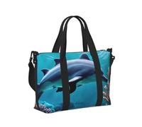 KLJnmbb Hermoso bolso de mano de viaje con estampado de delfines del mundo submarino, para mujeres y hombres, correa para el hombro, para escapadas de fin de semana, gimnasio, vacaciones