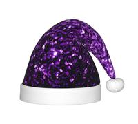 KLJnmbb Hermoso sombrero de Navidad con estampado de purpurina morada para niños y niñas, gorro de Papá Noel, accesorios de fiesta festiva