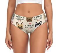 KLJnmbb I Love French Bulldog - Ropa interior para mujer, sin costuras, flexible, elástica, transpirable, suave, cómoda, uso diario, Negro, S