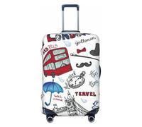KLJnmbb Londres - Maleta elástica universal con estampado de Londres, funda protectora de equipaje para vacaciones o viajes, Black, M, Equipaje de mano