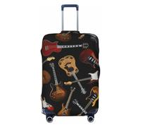 KLJnmbb Maleta elástica universal con estampado de guitarras, funda protectora de equipaje, vacaciones, viajes, Black, L, Equipaje de mano