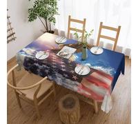 KLJnmbb Mantel rectangular versátil con impresión artística de águila y bandera de Estados Unidos, 137 x 183 cm, impermeable, reutilizable, paño de comedor para cocina