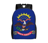 KLJnmbb Mochila impermeable con estampado de bandera del estado de Dakota del Norte, para hombres y mujeres, para viajes, senderismo, camping, mochila ligera