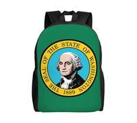 KLJnmbb Mochila impermeable elegante con estampado de la bandera de Washington para hombres y mujeres, para viajes, senderismo, camping, mochila ligera