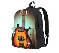 KLJnmbb Mochila ligera de gran capacidad con estampado de instrumentos musicales para guitarra, bajo, música, senderismo, aventuras al aire libre, viajes diarios