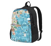 KLJnmbb Mochila ligera de gran capacidad con estampado de mapa de Grecia, para senderismo, aventuras al aire libre, viajes diarios