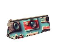 KLJnmbb Retro Cool Camera Collection - Estuche para lápices de gran capacidad con cremallera para herramientas de escritura