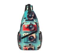 KLJnmbb Retro Cool Camera Collection - Mochila cruzada unisex con estampado de cámara para viajes al aire libre, uso diario, moda