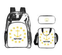 KLJnmbb Rhode Island State Flag Print Clear Lightweight 3-Piece Lunch Bag Combo Transparent Backpack Set School Travel