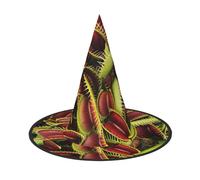 KLJnmbb Sombrero de bruja unisex con estampado de plantas carnívoras para adultos y adolescentes, para fiestas, carnavales, disfraces