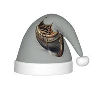 KLJnmbb Sombrero de elfo de Navidad con estampado de barcos vikingos vikingos para niños y adultos, para fiestas de vacaciones, invierno, Navidad, Año Nuevo