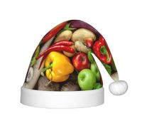 KLJnmbb Sombrero de elfo de Navidad con estampado de frutas y verduras frescas para niños y adultos, para fiestas de temporada, invierno, Navidad, Año Nuevo