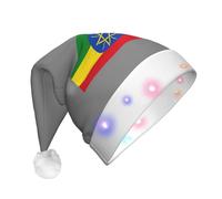 KLJnmbb Sombrero de Navidad con estampado de la bandera de Etiopía, unisex, brillante, para fiestas festivas, accesorio de Navidad para reuniones de vacaciones