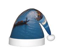 KLJnmbb Sombrero de Navidad con estampado de noche de Venecia para niños y niñas, gorro de Papá Noel, accesorios de fiesta festiva