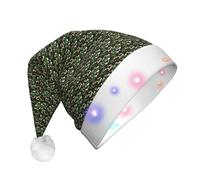 KLJnmbb Sombrero de Navidad para adultos con estampado digital de camuflaje verde del ejército con luces, accesorio festivo para suministros de fiesta de Año Nuevo