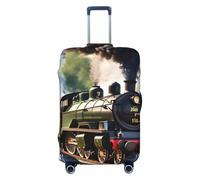 KLJnmbb Steam Little Train - Maleta elástica universal con estampado de tren pequeño, funda protectora de equipaje para vacaciones o viajes, Black, M, Equipaje de mano