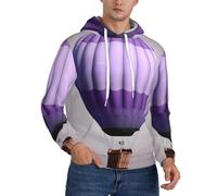 KLJnmbb Sudadera con capucha para hombre con estampado de globo aerostático de lavanda, suave, cómoda, para invierno, otoño, primavera, uso diario casual, Negro, XS