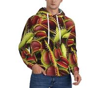 KLJnmbb Sudadera con capucha para hombre con estampado de plantas carnívoras, suave, cómoda, para invierno, otoño, primavera, uso diario casual, Negro, XXL