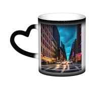 KLJnmbb Taza de cerámica que cambia de color con diseño de calles de la ciudad de Nueva York, regalo para el hogar, oficina, cafetería, café o festividades