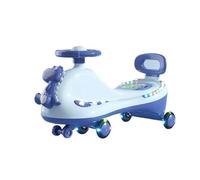 KLJUddGY Coche oscilante de Dinosaurio for niños, Bicicleta de Equilibrio de PP con Ruedas Intermitentes, luz de Vespa for niños, Coche de Empuje(BLU)