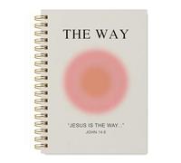 Klkhfgwq Christian Bible Journal for Women, Abstract Halo Christian Prayer Spiral Notebook, Jesus Is The Way Scripture Journaling Notebooks for Note Taking, Religious Gifts Ideas For Women -A32