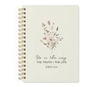 Klkhfgwq Christian Bible Journal for Women, Boho Wildflowers Christian Prayer Spiral Notebook, He Is The Way Scripture Journaling Notebooks for Note Taking, Religious Gifts Ideas For Women -A13