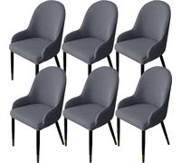 klkjk 1/2/4/6 Pack Comedor Sillas Cubiertas con Brazos Respaldo Elásticas Oficina Fundas para Sillas Estilo Nórdico Salón Fundas Sillas,para La Sala Estar Restaurante Hotel Negro